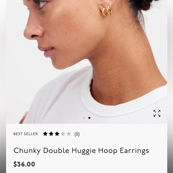 Chunky Double Huggie Hoop Earrings | Madewell | Gold - Picture 3 of 7